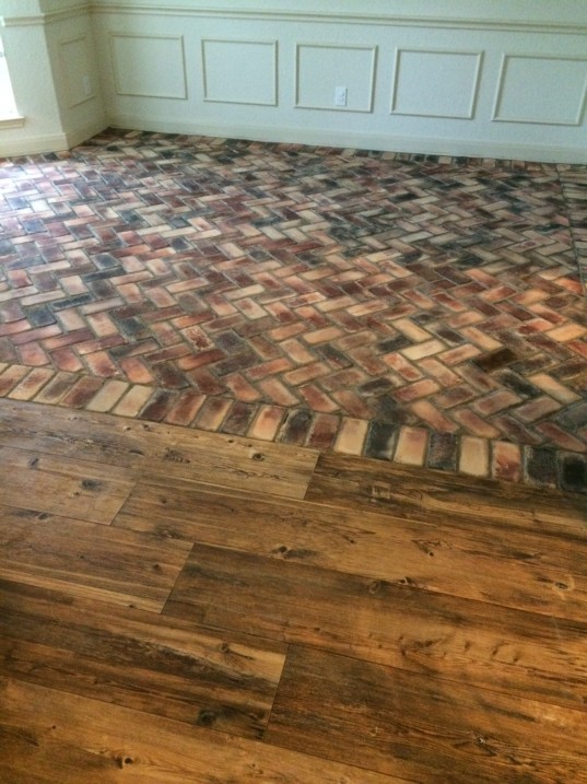 Ceramic Wood Tile and Brick Flooring // Fancy Ashley 