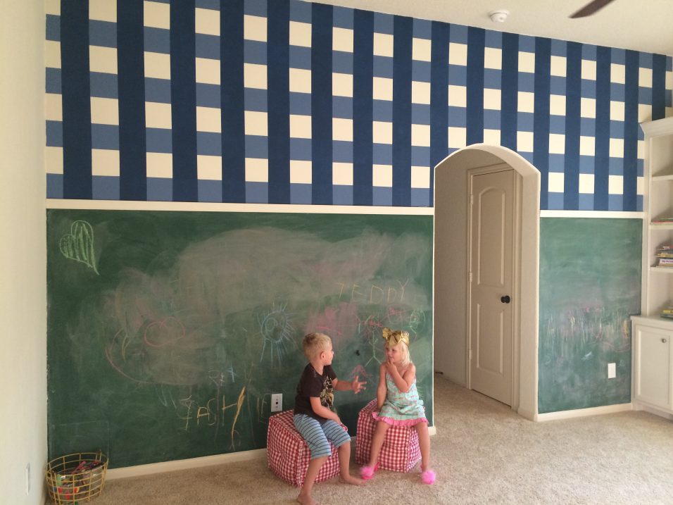 Gingham and Chalkboard Wall // Fancy Ashley