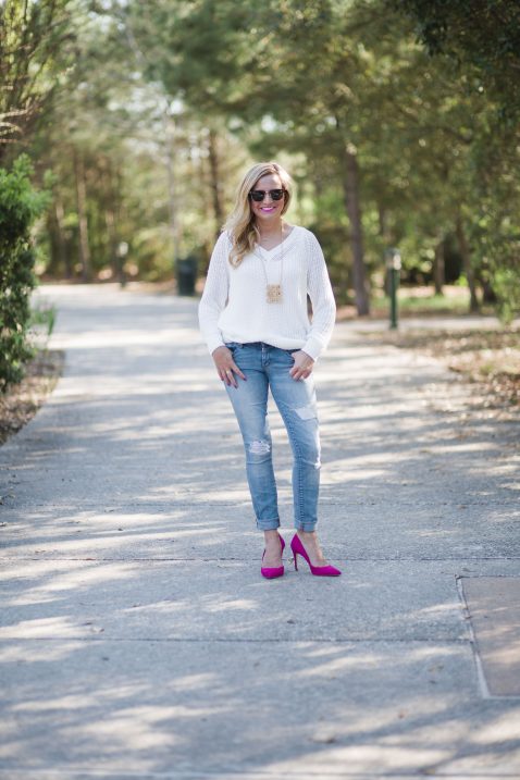 Everyday Fancy: Chunky Sweater and Pink Pumps // Fancy Ashley