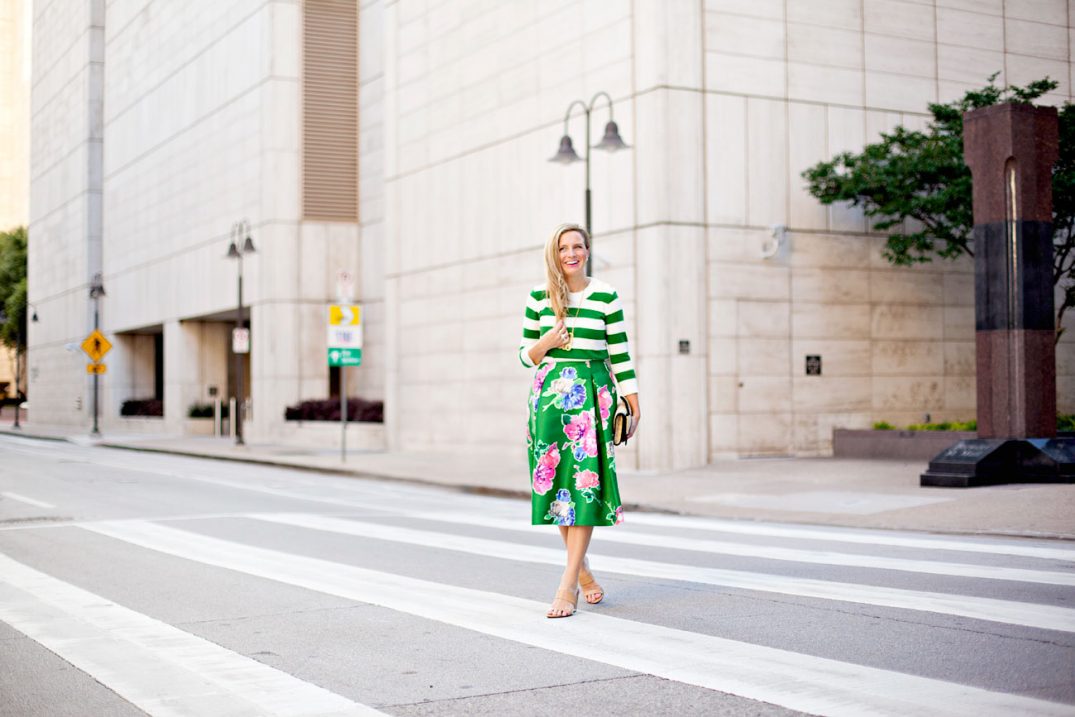 Floral Skirt and Striped Top