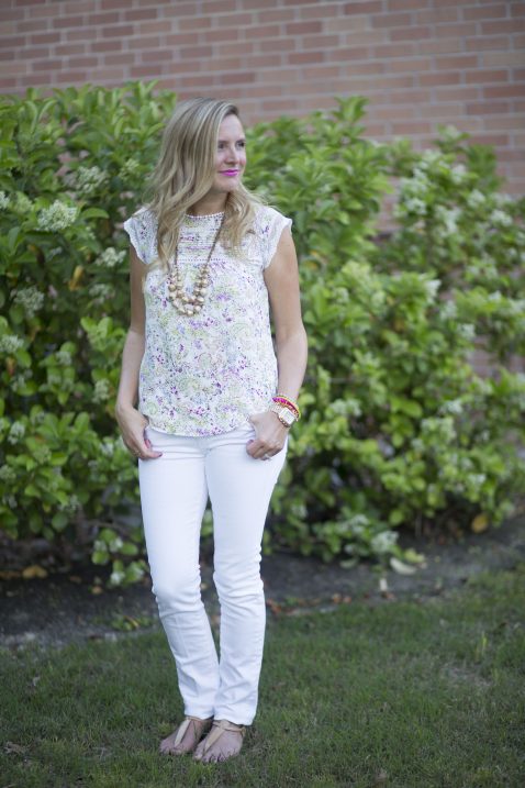 Everyday Fancy: Floral Top and White Denim