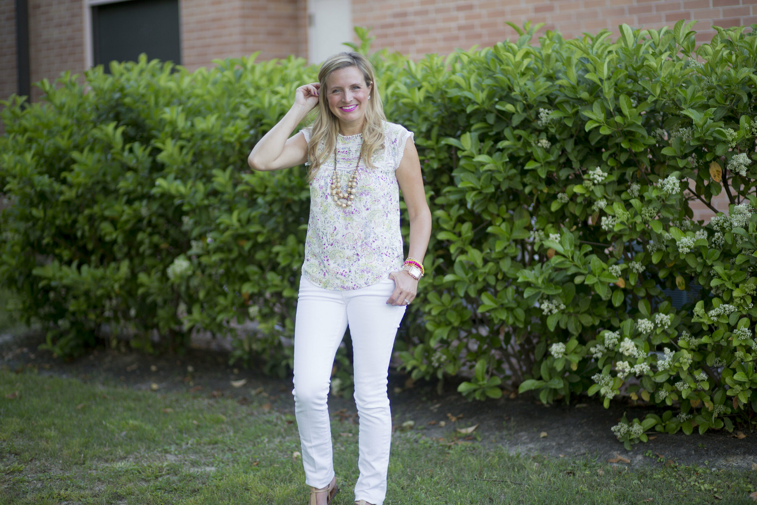 Floral Top White Jeans
