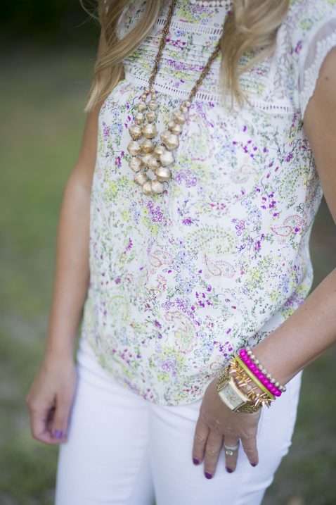 Everyday Fancy: Floral Top and White Denim