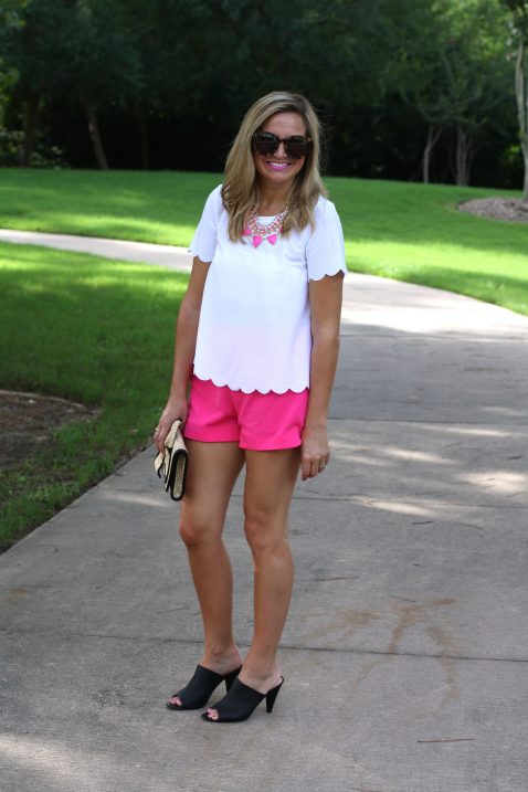 Scalloped Top and Pink Shorts