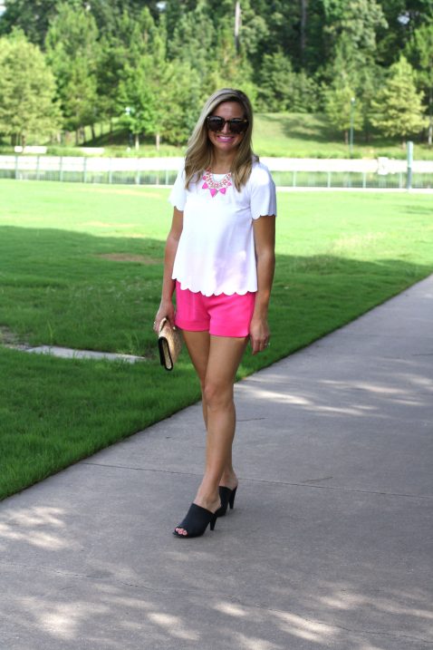 Scalloped Top and Pink Shorts