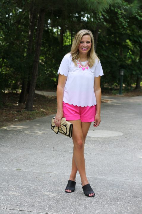Scalloped Top and Pink Shorts