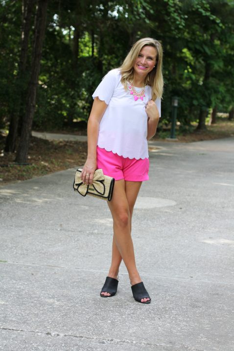 Scalloped Top and Pink Shorts