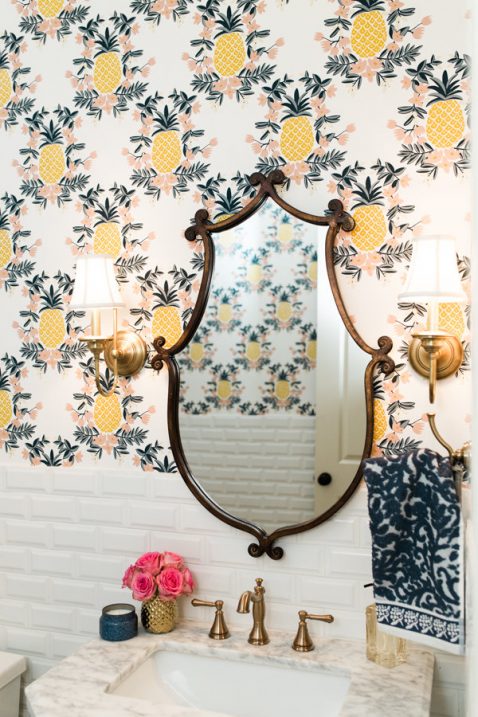 Pineapple Wallpaper Powder Bathroom