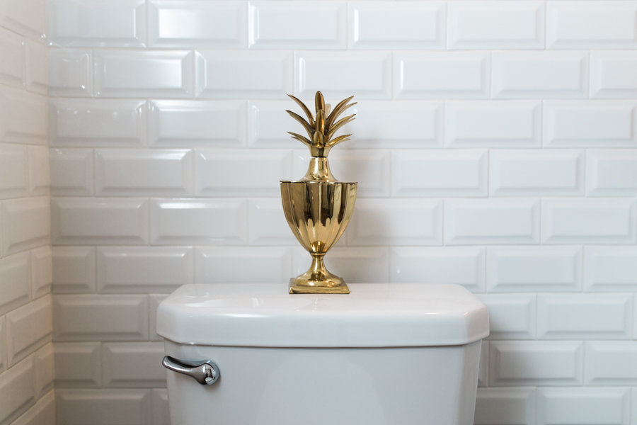 Pineapple Wallpaper Powder Bathroom