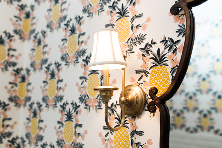 Pineapple Wallpaper Powder Bathroom