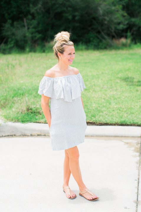 Striped Off The Shoulder Dress