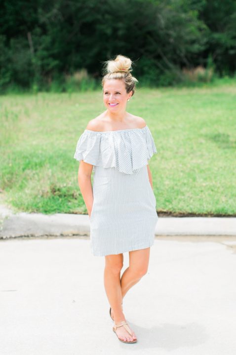 Striped Off The Shoulder Dress