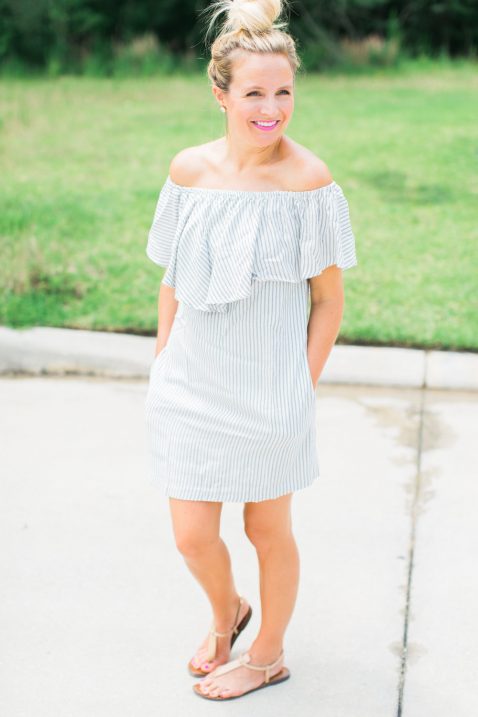 Striped Off The Shoulder Dress