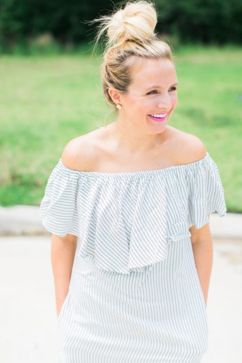 Striped Off The Shoulder Dress