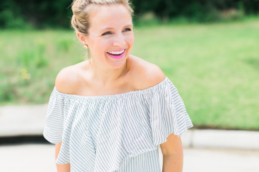 Striped Off The Shoulder Dress