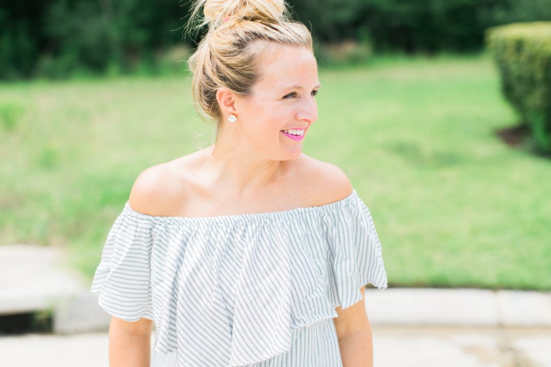 Striped Off The Shoulder Dress