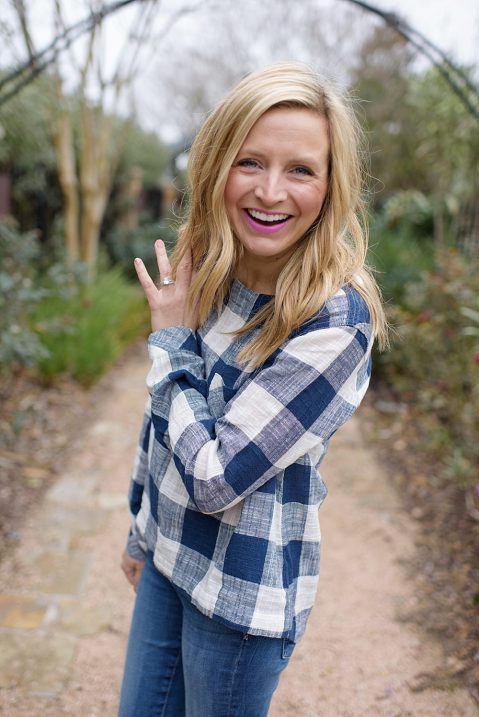 Fancy Ashley navy buffalo check Anthropologie top 04_blog