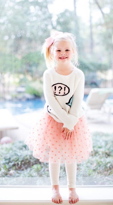 little girls skirt, sweater and leggings 