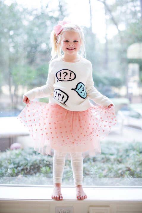 little girls skirt, sweater and leggings 