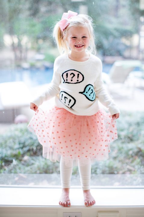 little girls skirt, sweater and leggings 