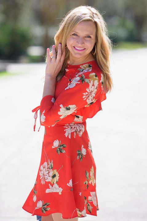 Topshop red clearance floral dress