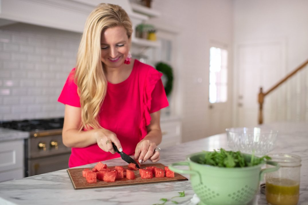 Arugula, Watermelon and Feta Summer Salad Recipe featured by popular Houston lifestyle blogger, Fancy Ashley