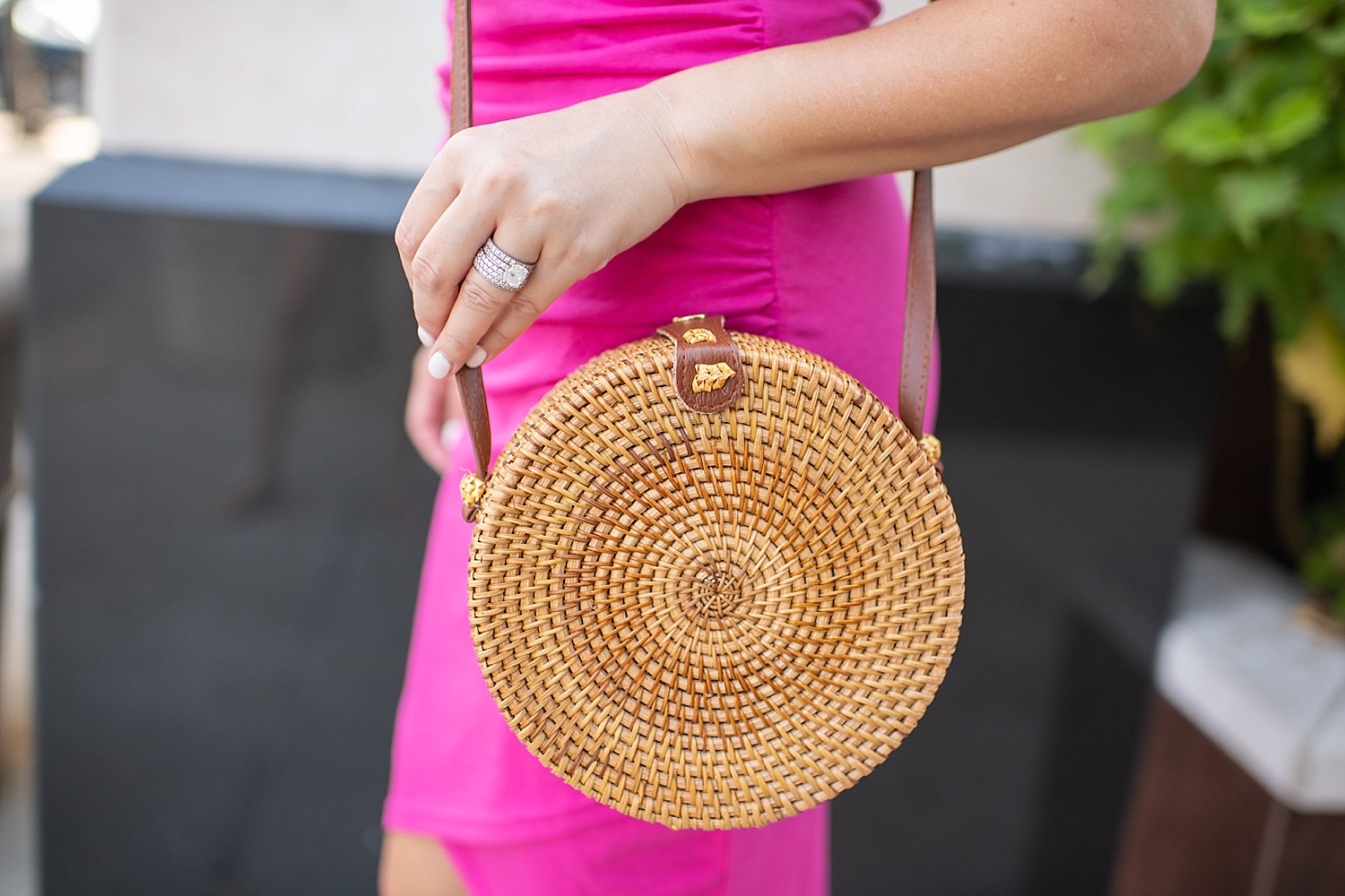 Pink Leith ruched tank dress styled by popular Houston fashion blogger, Fancy Ashley