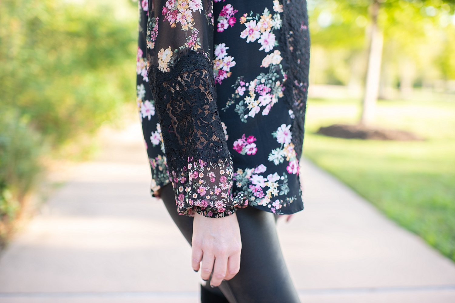 Karen Kane fall floral top available at Bloomingdales and featured by top Houston fashion blog, Fancy Ashley