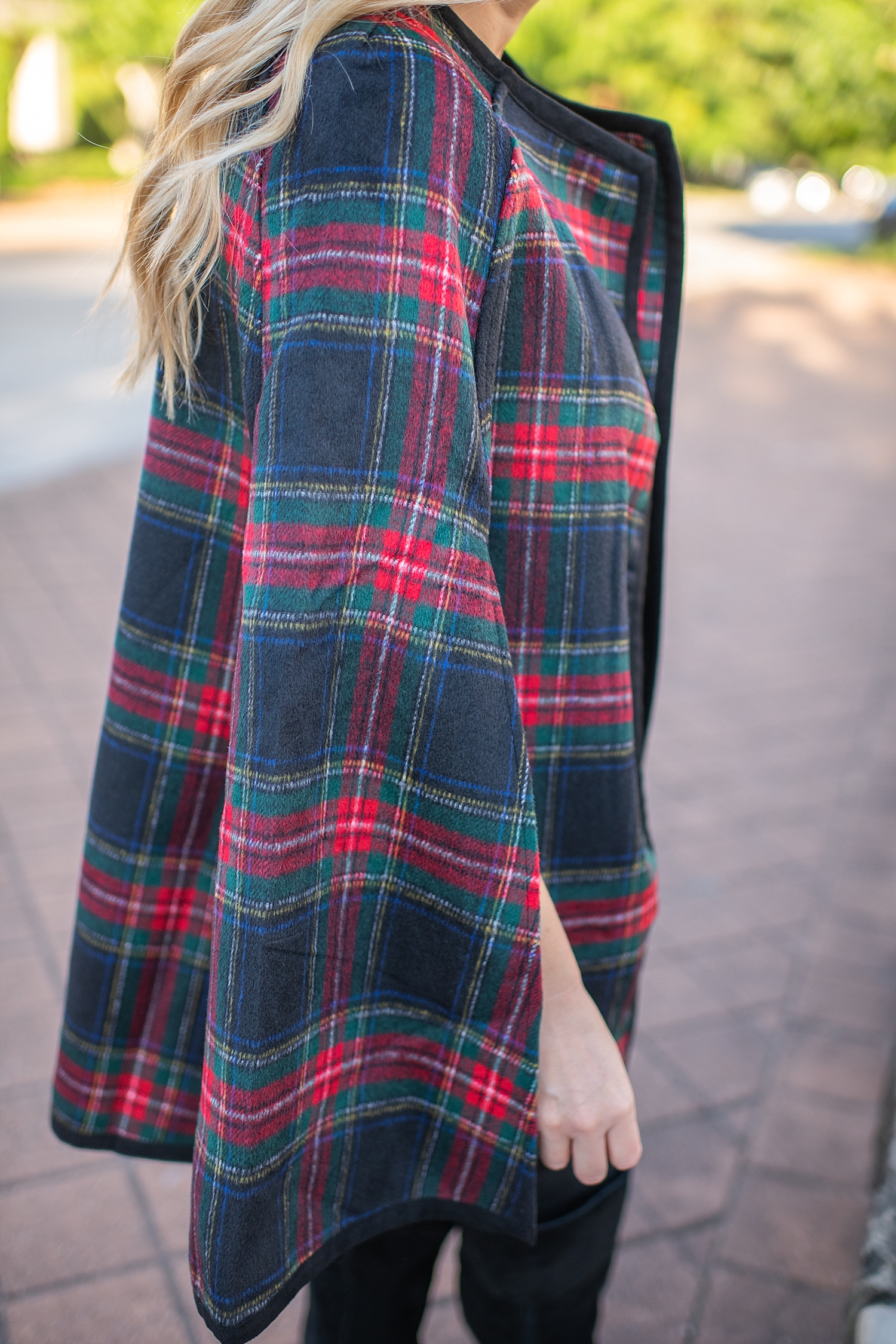 Ralph Lauren plaid cape styled by top Houston fashion blog, Fancy Ashley