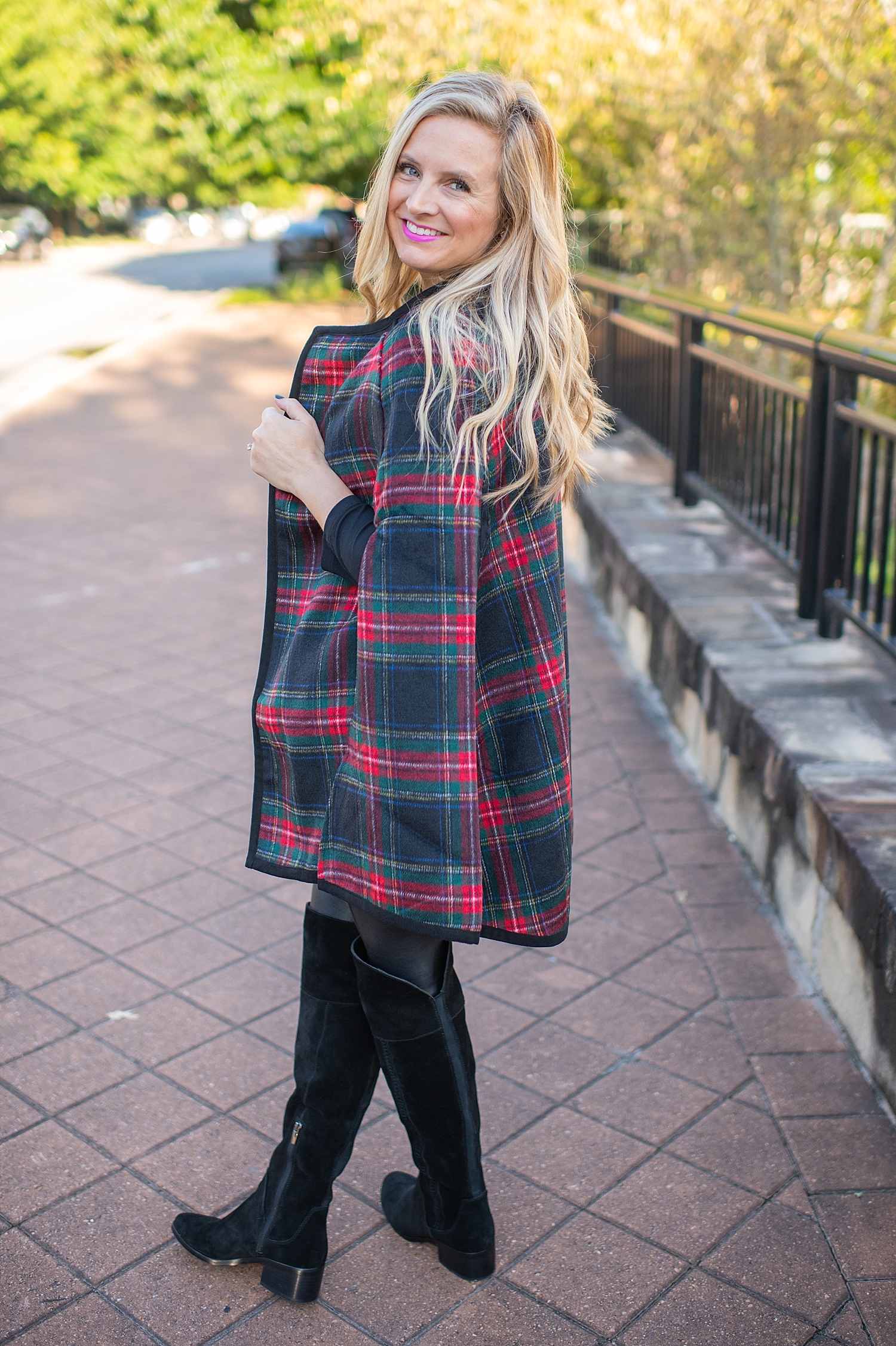 Ralph Lauren plaid cape styled by top Houston fashion blog, Fancy Ashley