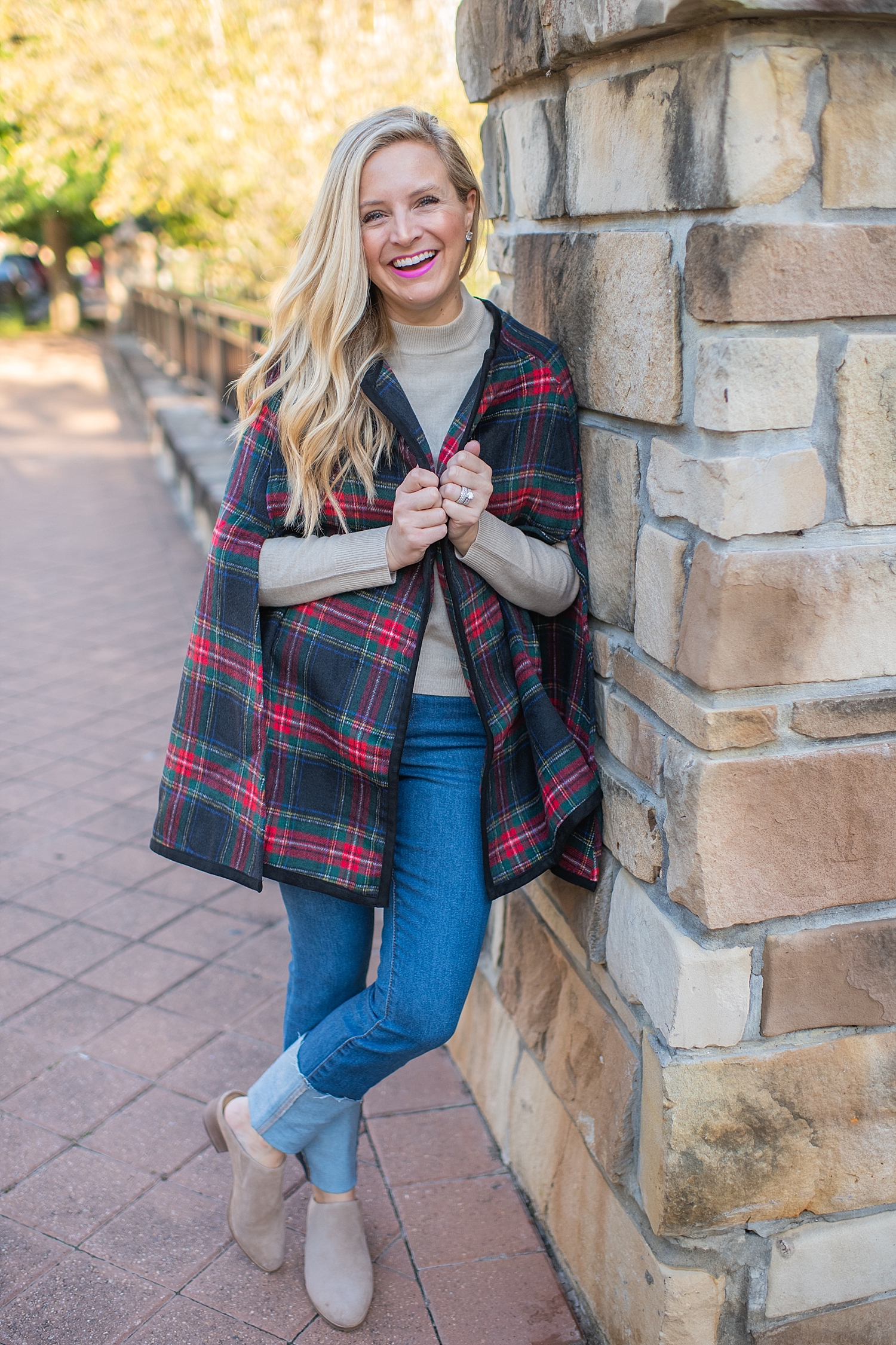 Ralph Lauren plaid cape styled by top Houston fashion blog, Fancy Ashley