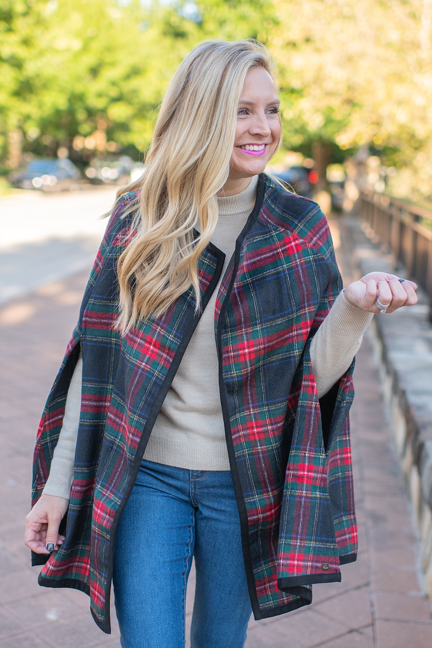 Ralph Lauren plaid cape styled by top Houston fashion blog, Fancy Ashley