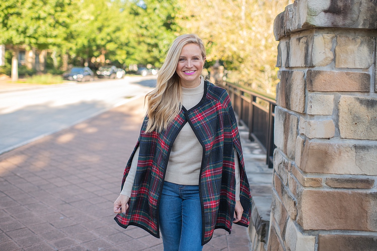 Ralph Lauren plaid cape styled by top Houston fashion blog, Fancy Ashley