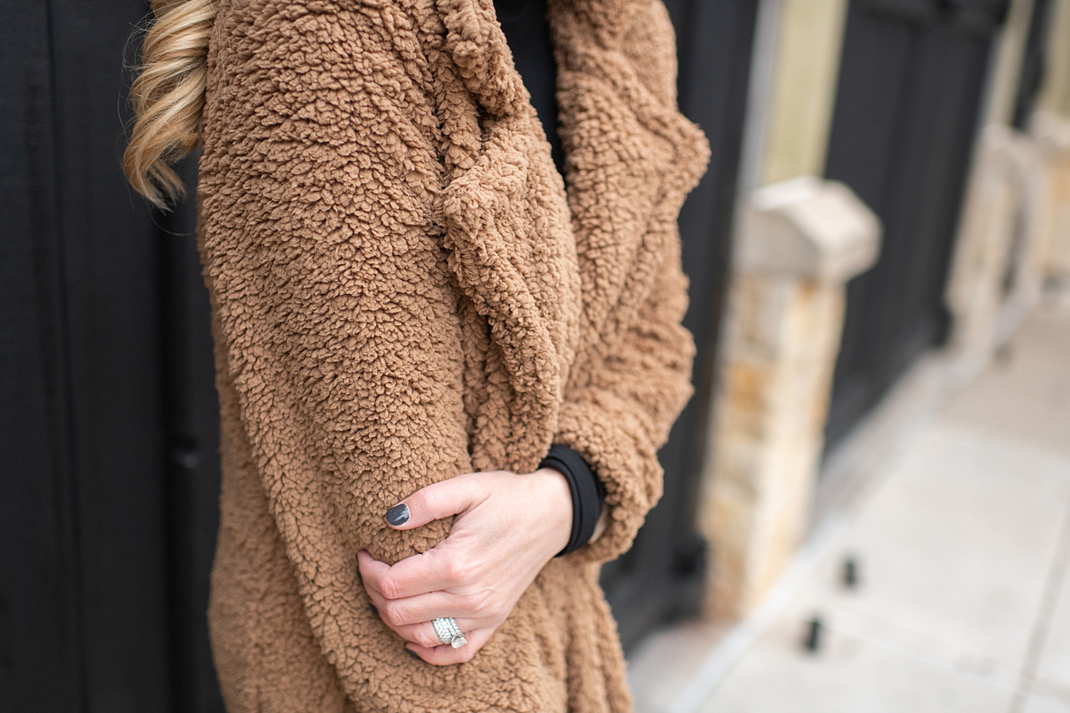 Fashion Accessories Gift Ideas with Sole Society featured by top Houston fashion blogger, Fancy Ashley: image of a woman wearing a Faux fur coat, Sole Society booties, Sole Society leopard clutch, Social Threads faux leather leggings and Social Threads black turtleneck