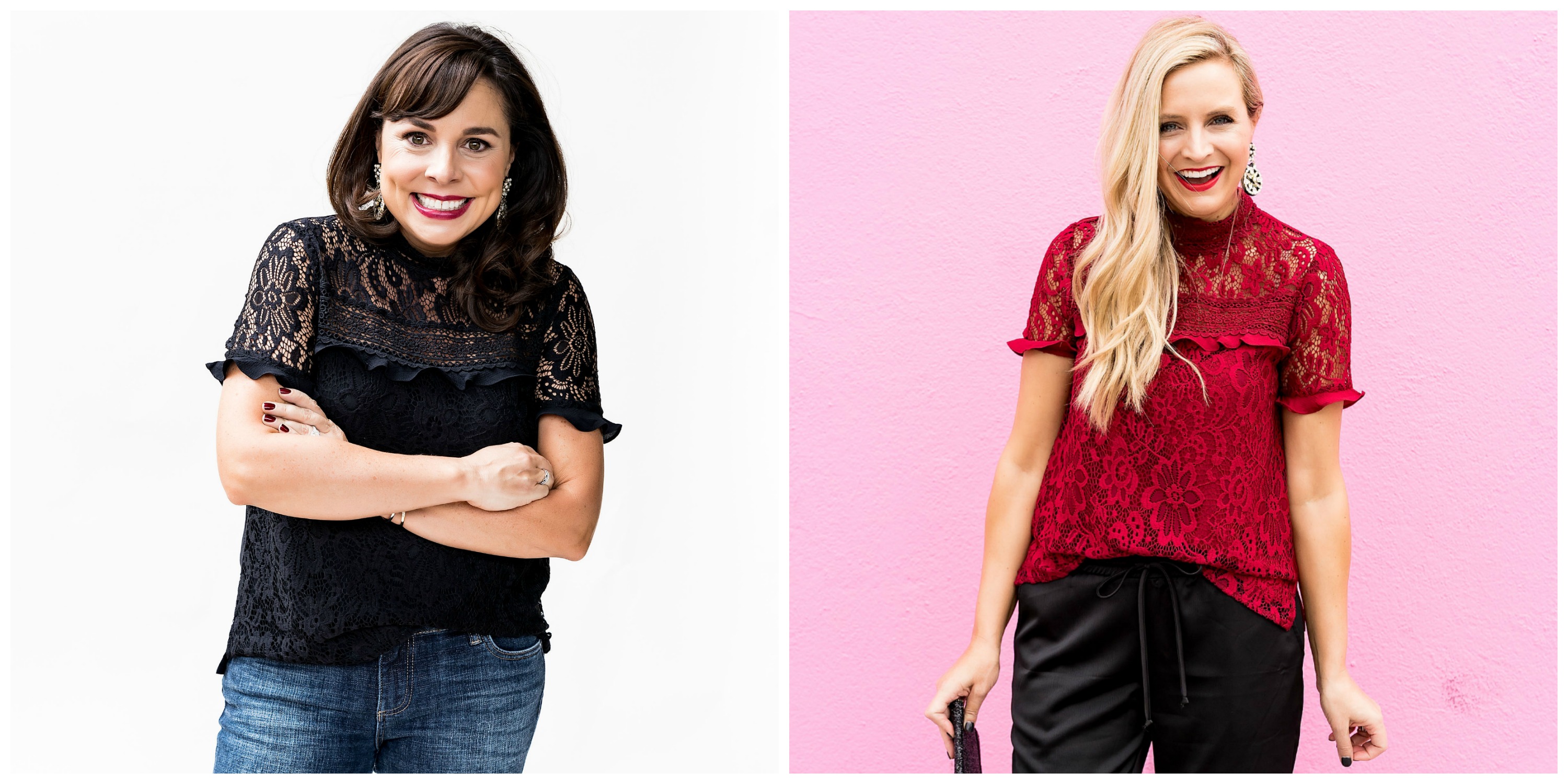 The Latest Nordstrom Collection: Gibson x Glam Collection featured by top Houston fashion blog, Fancy Ashley - red lace top