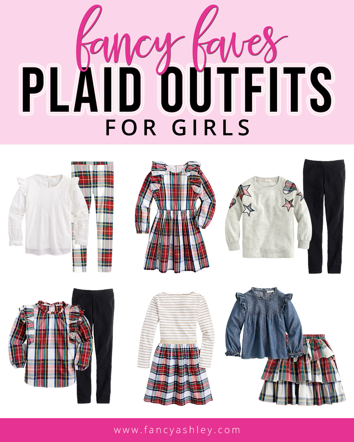 Fall Plaid by popular Houston fashion blog, Fancy Ashley: collage image of plaid outfits for girls. 