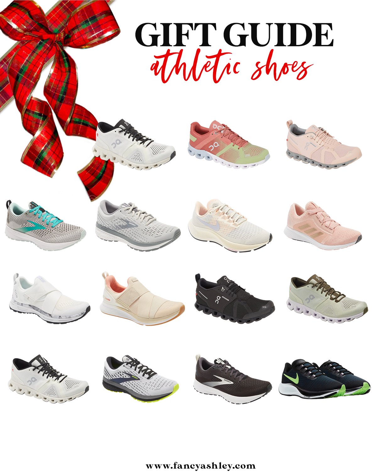 On Cloud Running Shoes by popular Houston fashion blog, Fancy Ashley: collage image of athletic shoes. 