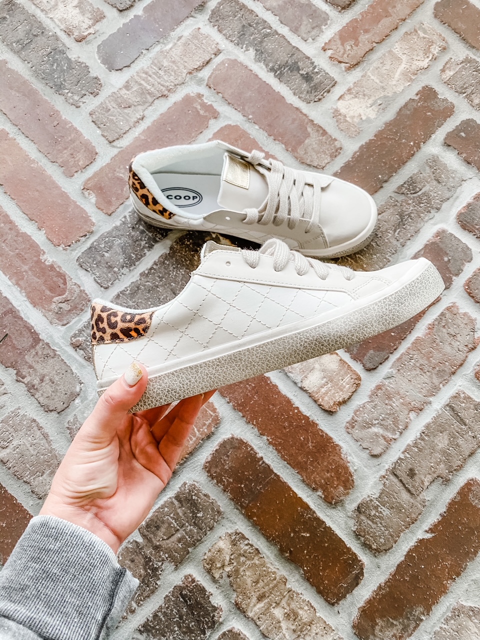Like To Know It by popular Houston life and style blog, Fancy Ashely: image of a pair of Scoop white and leopard print sneakers. 