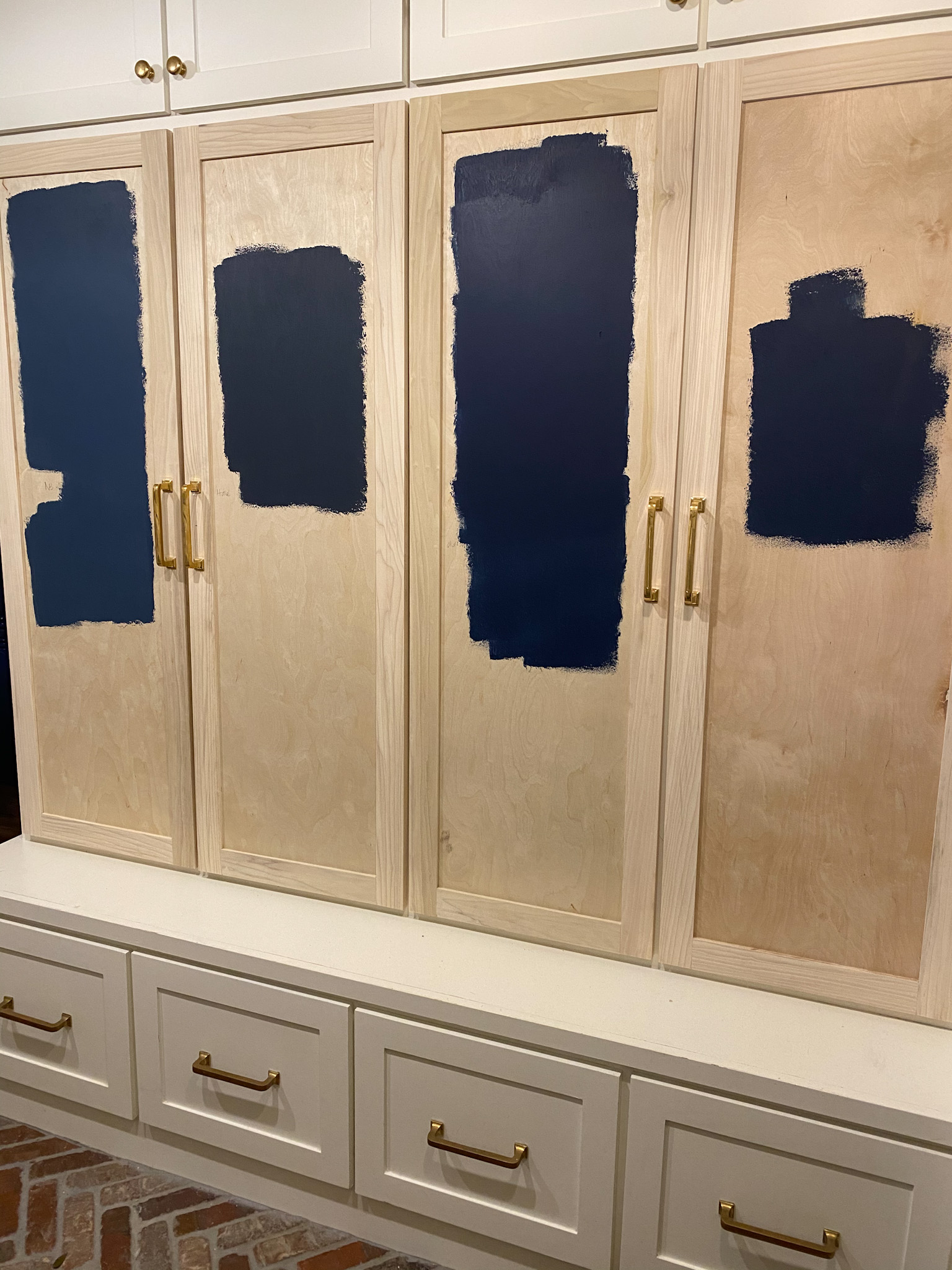 Navy Blue Paint by popular Houston life and style blog, Fancy Ashley: image of cabinets painted in navy blue paint. 