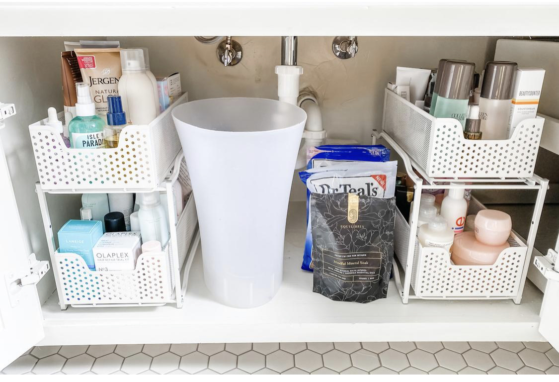 Like To Know It by popular Houston life and style blog, Fancy Ashely: image of a white plastic stackable under sink organizers. 