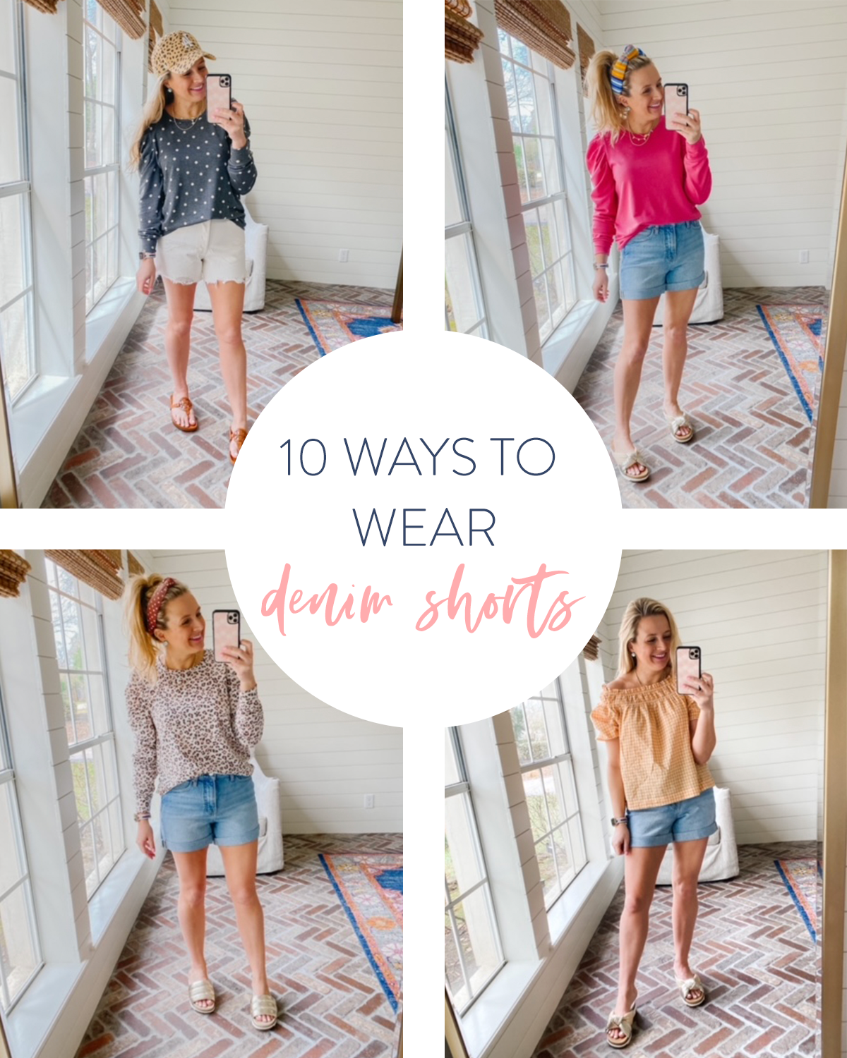 Denim Shorts by popular Houston fashion blog, Fancy Ashley: collage image of a woman wearing different denim shorts.