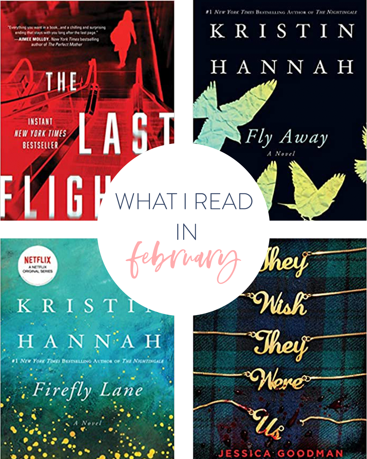 February Reading List by popular Houston life and style blog, Fancy Ashley: collage image of February reading list books. 