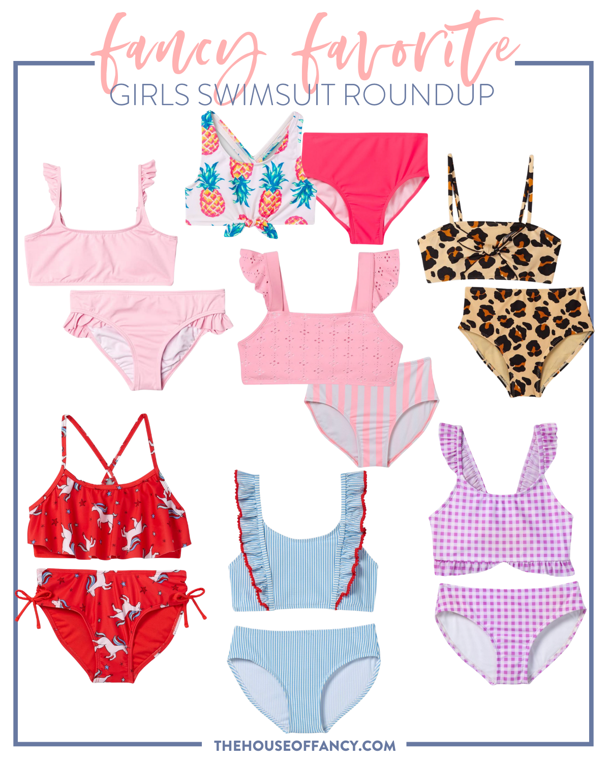 Girl's swimsuits packed on beach vacation  | Beach Vacation by popular Houston fashion blog, The House of Fancy: collage image of girls two piece swimsuits. 