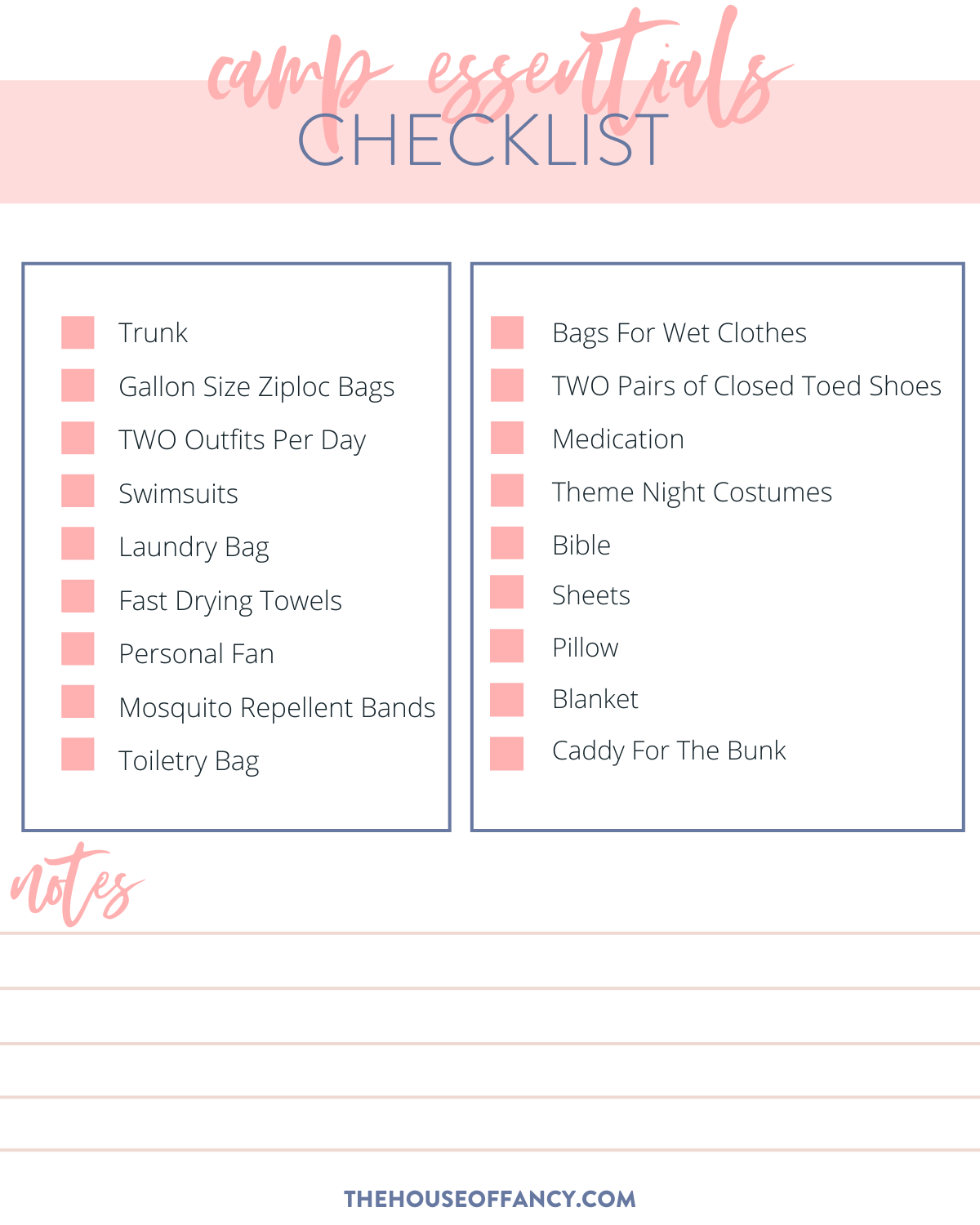 Packing Tips by popular Houston lifestyle blog, The House of Fancy: image of a packing checklist. 