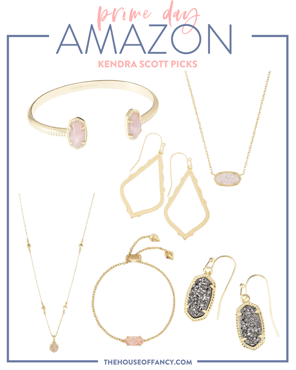 Amazon Prime Day by popular Houston life and style blog, The House of Fancy: collage image of Kendra Scott jewelry. 