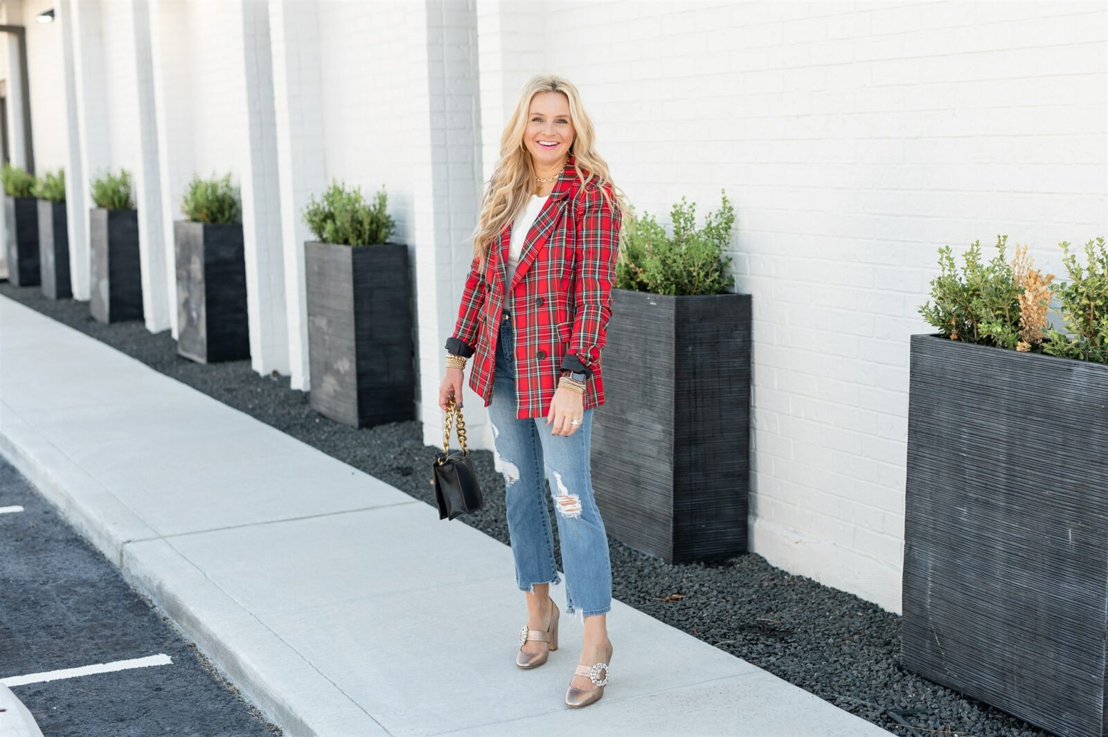 Everyone Will Be Wearing a Gray Plaid Blazer This Fall