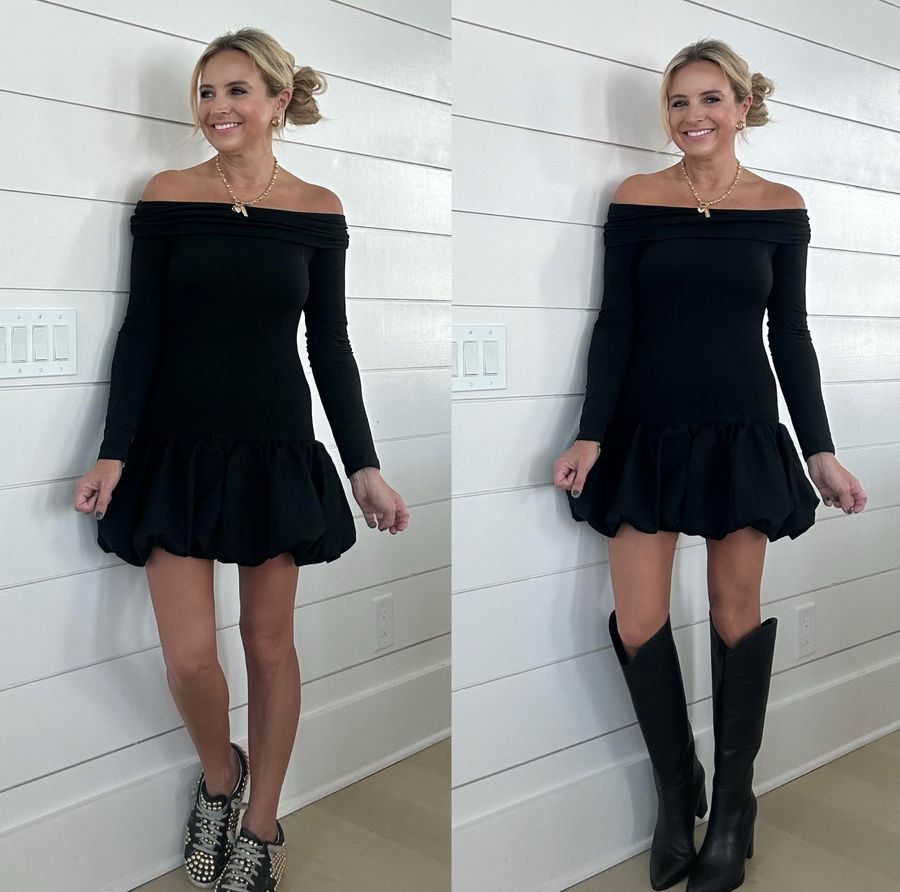 Black bubble dress and boots