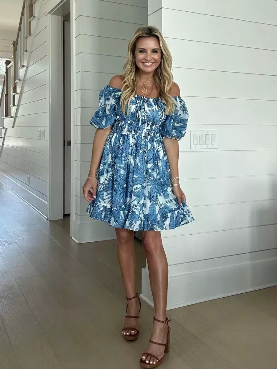 Blue Mini dress + sandals